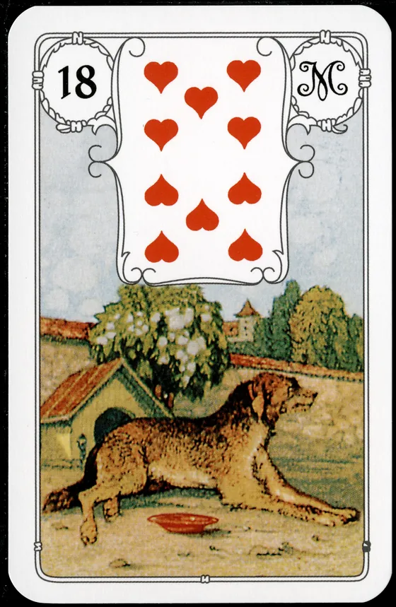 Carta 18 — O Cão (Petit Lenormand clássico)