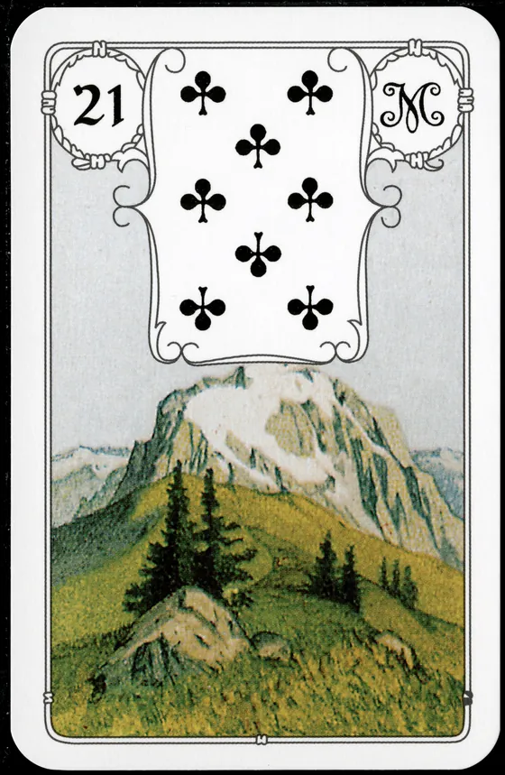 Carta 21 — A Montanha (Petit Lenormand clássico)