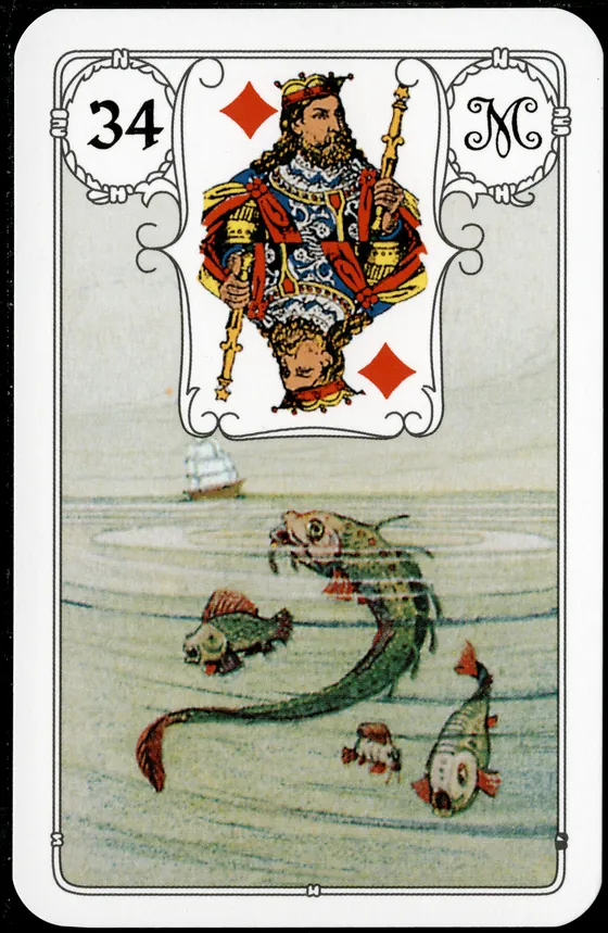 Carta 34 — Os Peixes (Petit Lenormand clássico)